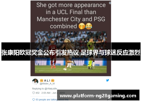 张康阳欧冠奖金公布引发热议 足球界与球迷反应激烈