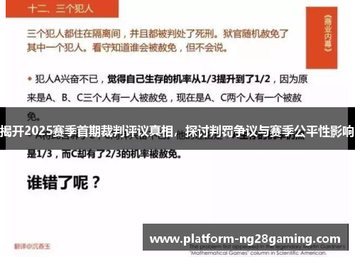 揭开2025赛季首期裁判评议真相,探讨判罚争议与赛季公平性影响 揭开2025赛季首期裁判评议真相,探讨判罚争议与赛季公平性影响